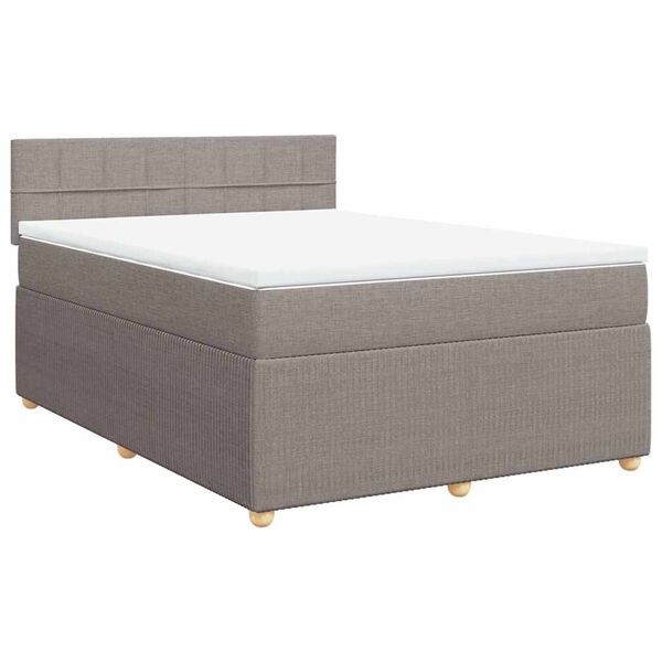 vidaXL Sommier &agrave; lattes de lit avec matelas Taupe 160x200 cm Tissu