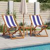 vidaXL Chaises de plage pliantes lot de 2 bleu blanc tissu bois massif