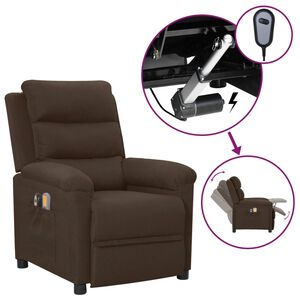 vidaXL Fauteuil &eacute;lectrique de massage Marron fonc&eacute; Tissu
