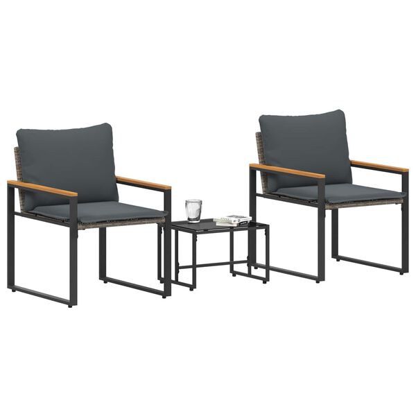 vidaXL Ensembles de meubles 3 pcs Gris et Gris fonc&eacute; Rotin
