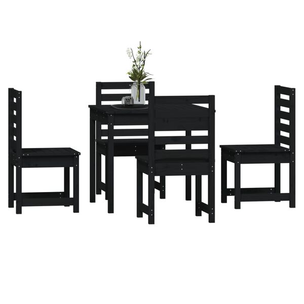 vidaXL Ensemble &agrave; manger de jardin 5 pcs noir bois massif de pin