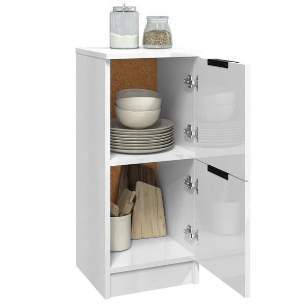 vidaXL Buffets 2 pcs Blanc brillant 30x30x70 cm Bois d'ing&eacute;nierie