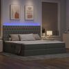 vidaXL Lit avec rangement et LED Gris clair 200 x 200 cm Polyester