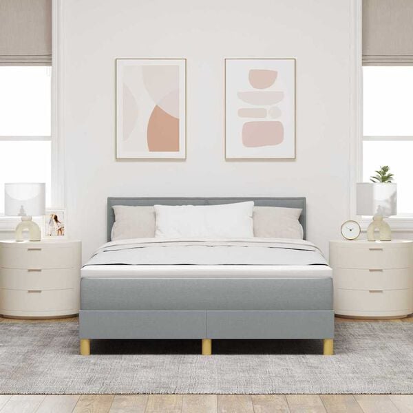 vidaXL Lit &agrave; ressorts avec matelas Gris clair 140 x 200 cm tissu