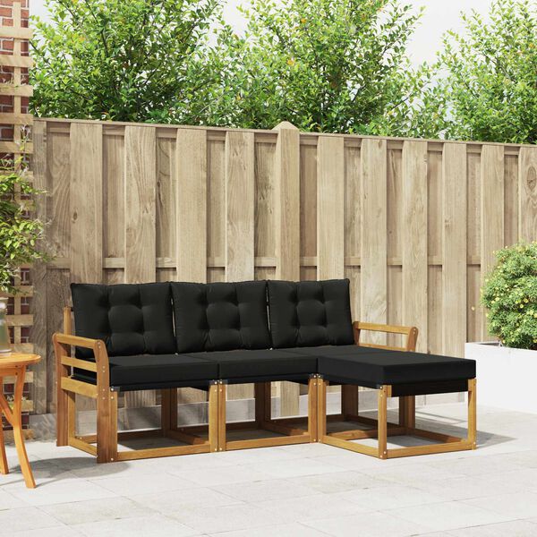 vidaXL Ensemble de canap&eacute;s d'ext&eacute;rieur 4 pcs Naturel et Noir