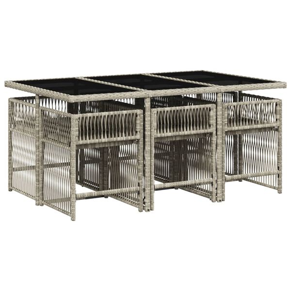 vidaXL Ensemble &agrave; manger de jardin et coussins 7 pcs gris clair rotin