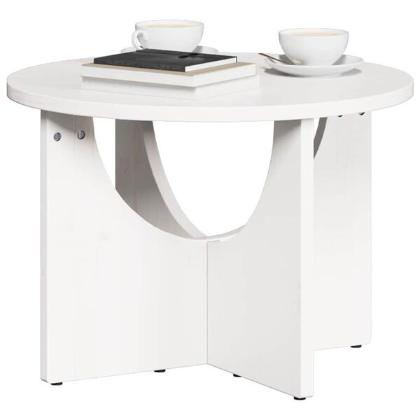 vidaXL Table basse Blanc 50 x 50 x 35 cm Bois massif en pin