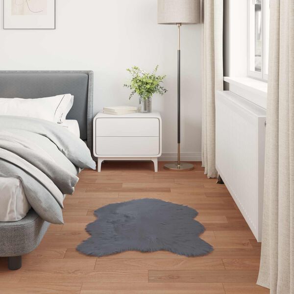 vidaXL Tapis en fausse Tafalla Anthracite 50 x 80 cm Polyester