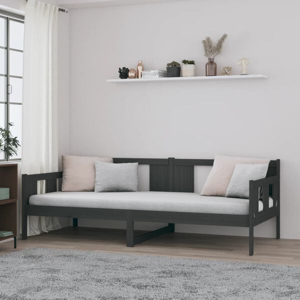 vidaXL Lit de jour sans matelas gris bois de pin massif 80x200 cm