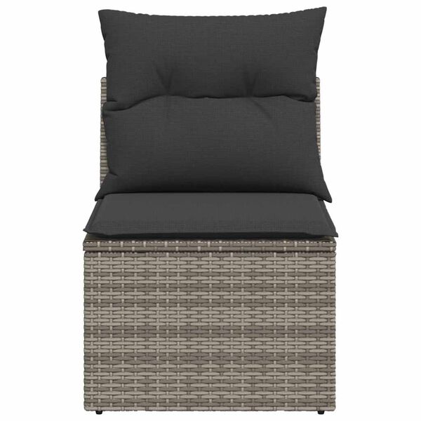 vidaXL Canapé de jardin sans accoudoirs coussins gris résine tressée