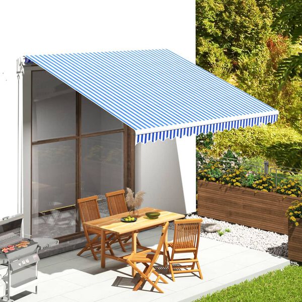 vidaXL Tissu de remplacement pour auvent Bleu et blanc 4x3,5 m
