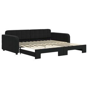 vidaXL Lit de jour avec gigogne sans matelas noir 100x200 cm