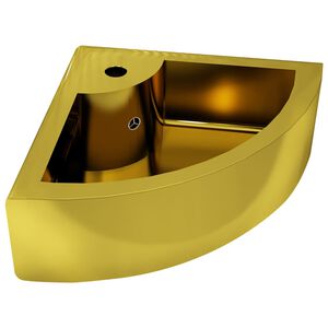 vidaXL Lavabo avec trop-plein 45x32x12,5 cm C&eacute;ramique Dor&eacute;