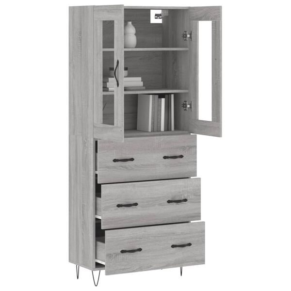 vidaXL Buffet haut Sonoma gris 69,5x34x180 cm Bois d'ingénierie