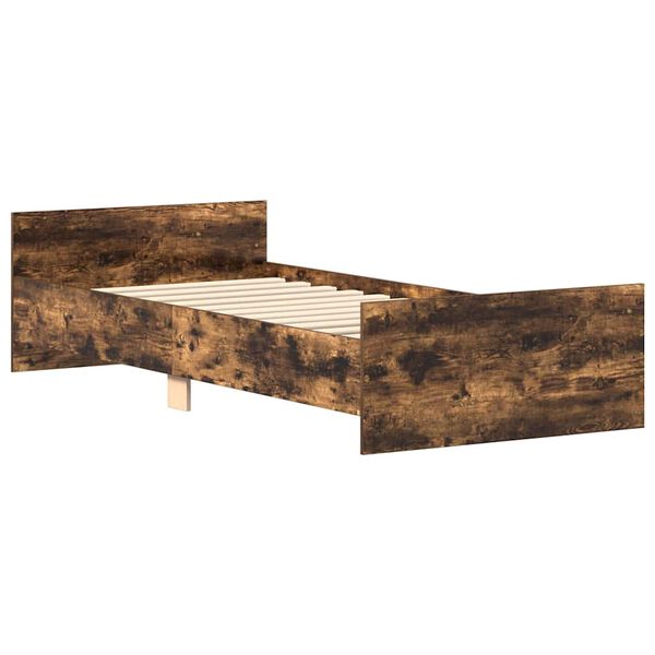vidaXL Cadre de lit sans matelas ch&ecirc;ne fum&eacute; 90x200cm bois d'ing&eacute;nierie