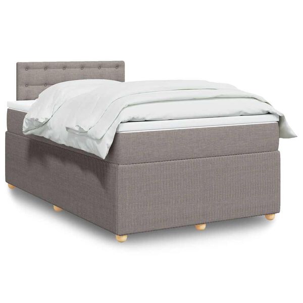 vidaXL Sommier &agrave; lattes de lit avec matelas Taupe 120x200 cm Tissu