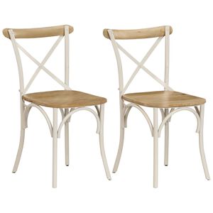 vidaXL Chaises &agrave; dossier crois&eacute; lot de 2 blanc bois de manguier solide