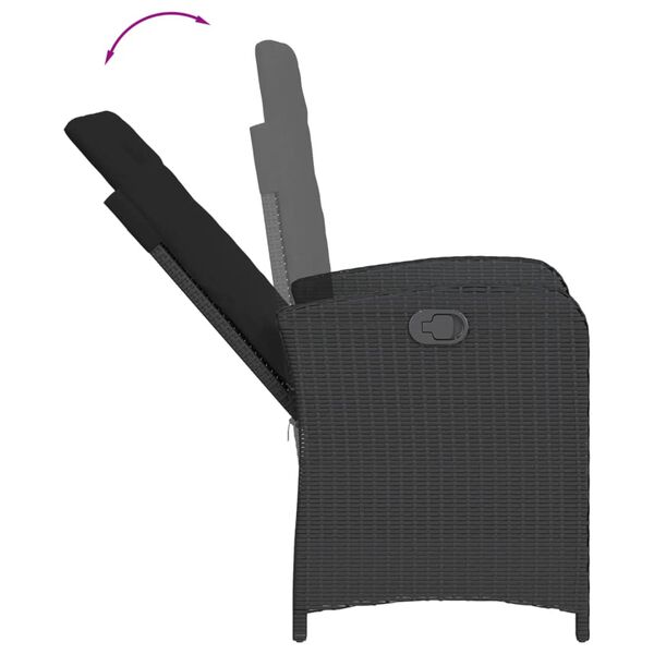 vidaXL Ensemble &agrave; manger de jardin 9pcs coussins noir r&eacute;sine tress&eacute;e