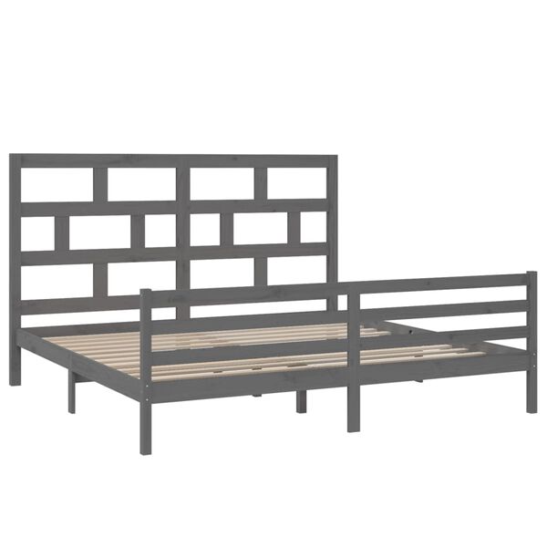 vidaXL Cadre de lit sans matelas gris bois massif 200x200 cm