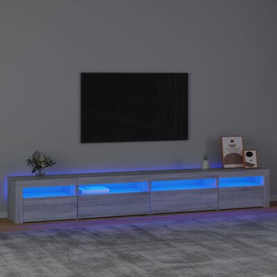 vidaXL Meuble TV avec lumières LED Sonoma gris 270x35x40 cm