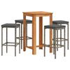 vidaXL Ensemble de bar de jardin 5 pcs gris bois massif acacia rotin