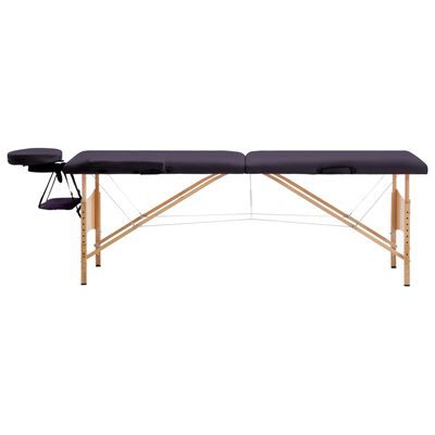 vidaXL Table de massage pliable 2 zones Bois Violet