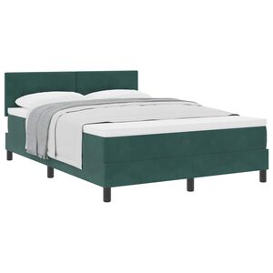 vidaXL Lit &agrave; ressorts avec matelas Vert fonc&eacute; 160 x 200 cm Velours
