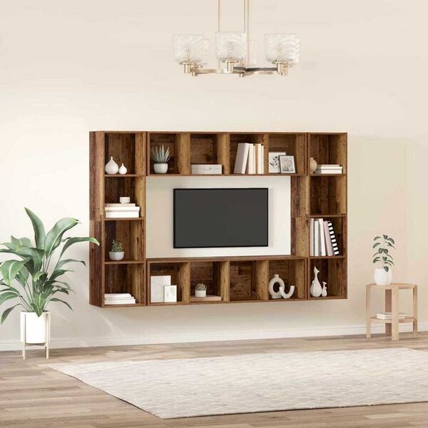 vidaXL Ensemble meuble TV 4 pcs Marron 37 x 37 x 142,5 cm