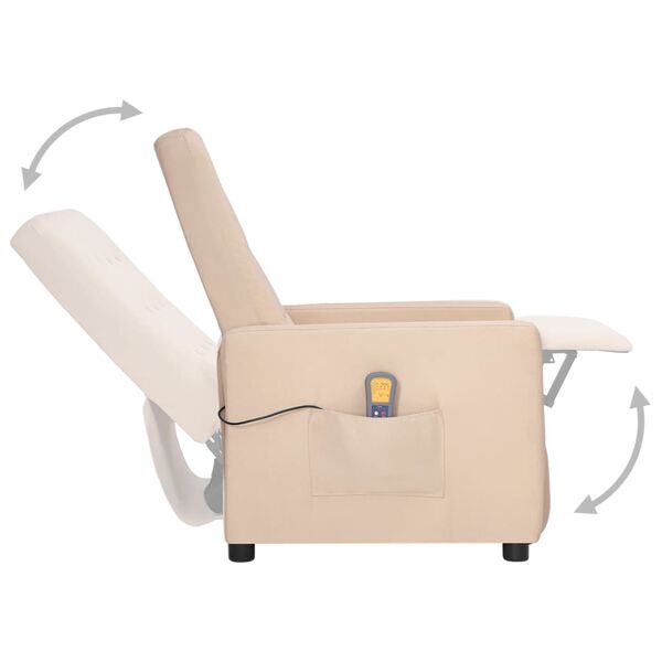 vidaXL Fauteuil de massage Crème Tissu