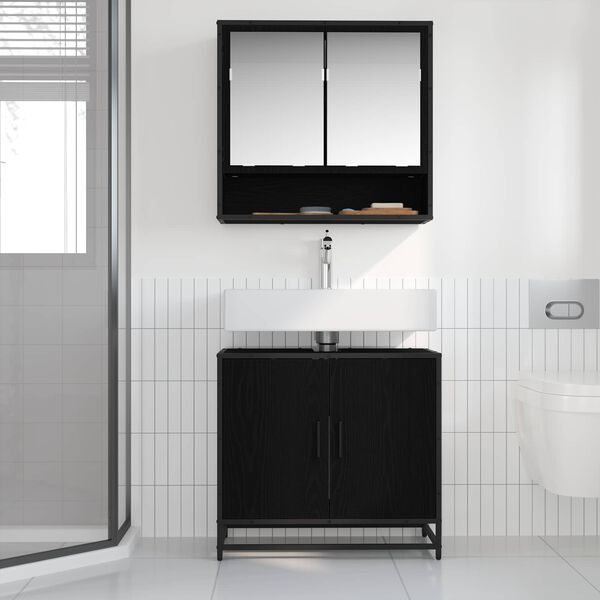 vidaXL Meuble de Lavabo de Salle de Bain Ch&ecirc;ne noir 65 x 33 x 60 cm