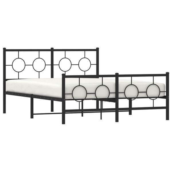 vidaXL Cadre de lit m&eacute;tal sans matelas avec pied de lit noir 135x190cm