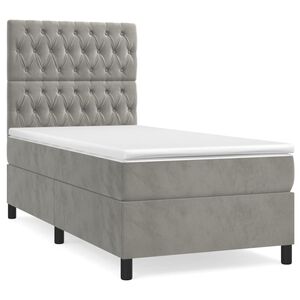 vidaXL Sommier &agrave; lattes de lit et matelas Gris clair 80x200 cm Velours