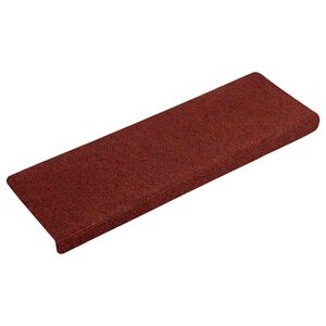 vidaXL Tapis d'escalier autocollants 15 pi&egrave;ces 65 x 21 x 4 cm Bordure rectangulaire rouge bordeaux