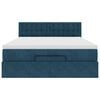 vidaXL Cadre de lit ottoman avec matelas bleu fonc&eacute; 140x200 cm velours