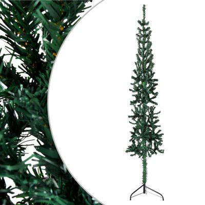 vidaXL Demi sapin de Noël artificiel mince avec support Vert 180 cm