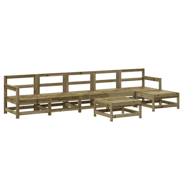 vidaXL Salon de jardin 7 pcs avec coussins bois de pin impr&eacute;gn&eacute;