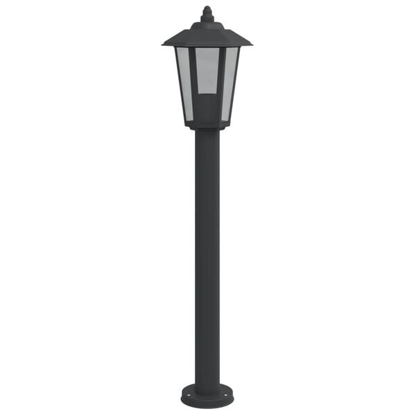 vidaXL Lampadaires d'extérieur 3 pcs noir 80 cm acier inoxydable