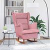 vidaXL Fauteuil &agrave; bascule &agrave; oreilles en velours rose bois massif