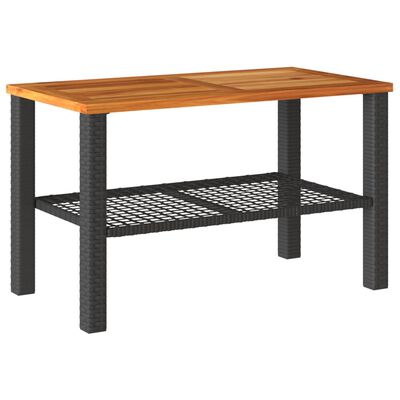 vidaXL Table de jardin noir 70x38x42 cm résine tressée et bois acacia