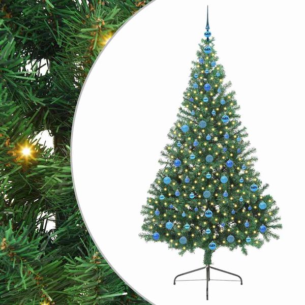 vidaXL Sapin de No&euml;l artificiel pr&eacute;-&eacute;clair&eacute; Vert 210 cm PVC