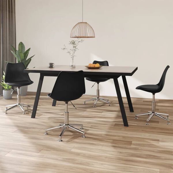 vidaXL Chaises pivotantes &agrave; manger lot de 4 Noir Similicuir
