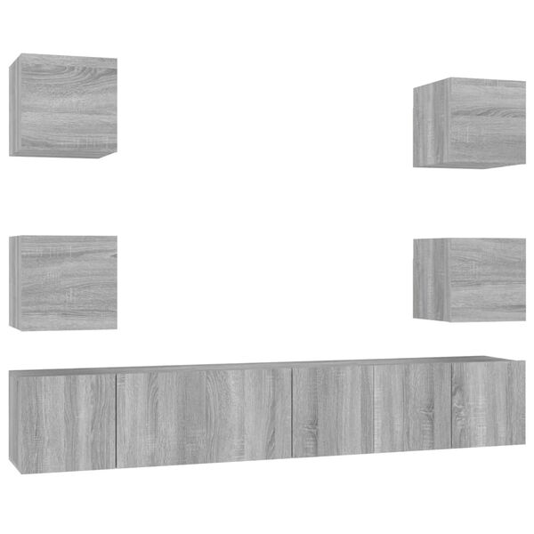 vidaXL Ensemble de meubles TV 7 pcs Sonoma gris Bois d'ing&eacute;nierie