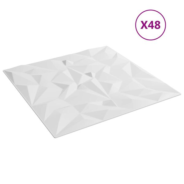 vidaXL Panneaux muraux 48 pcs Blanc 50 x 50 cm Mousse XPS