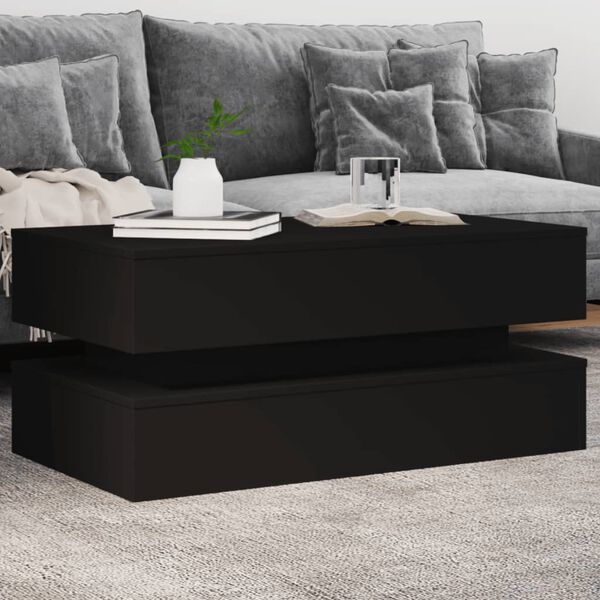 vidaXL Table basse avec lumières LED noir 90x50x40 cm