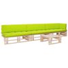 vidaXL Salon de jardin palette 4pcs avec coussins Bois de pin impr&eacute;gn&eacute;