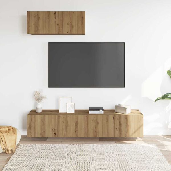 vidaXL Ensemble de meuble TV mural 3 pcs ch&ecirc;ne artisanal