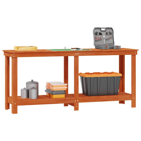 vidaXL &Eacute;tabli avec &eacute;tag&egrave;re Brun Cir&eacute; 180 x 50 x 80 cm Pin massif