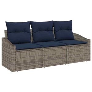 vidaXL Ensemble de canap&eacute; de jardin 3 pcs Gris et bleu marine