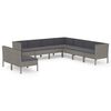 vidaXL Salon de jardin 9 pcs avec coussins R&eacute;sine tress&eacute;e Gris