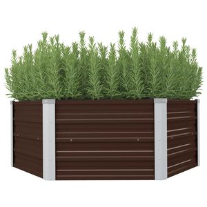 vidaXL Jardini&egrave;re sur&eacute;lev&eacute;e Marron 129x129x45 cm Acier galvanis&eacute;